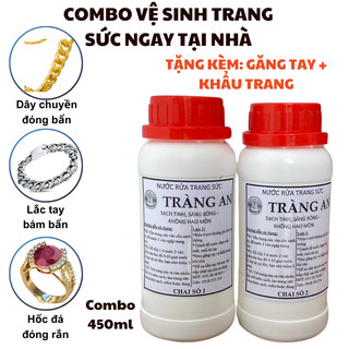 Combo nước rửa nữ trang, dùng tẩy rửa bụi bẩn trang sức vàng bạc và bạch kim, dây chuyền, lắc tay