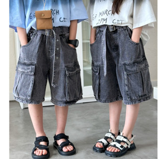  MOJI KIDS QUẦN SOOC JEAN LỬNG VẢY SƠN ĐƠN GIẢN RÁCH GẤU PHONG CÁCH HÀN CHO BÉ TRAI 