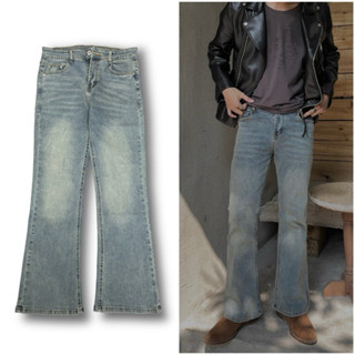 Thông tin sản phẩm Quần jeans nam ống loe XANH SÁNG BỤI TRƠN TALURETRO quần ống loe nam co dãn bền màu kèm ảnh thật