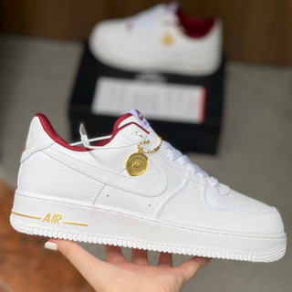 Giày_nike air force 1 trắng đỏ thể thao nam, nữ, Giầy _Af1 trắng đồng xu nhập khẩu chính hãng quảng châu
