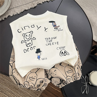 Bộ hè cho bé trai mùa hè trẻ em áo thun ba lỗ không tay quần short gió set thời trang cho bé