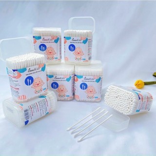 Hộp 200 Que Tăm Bông Cho Bé EmmaKids Xuất Nhật Kháng Khuẩn Đầu Nhỏ