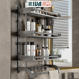 Kệ để đồ nhà tắm 3 tầng kích thước ngang 60cm chất liệu thép không gỉ, nhựa ABS. Lắp đặt dán tường, khoan tường.