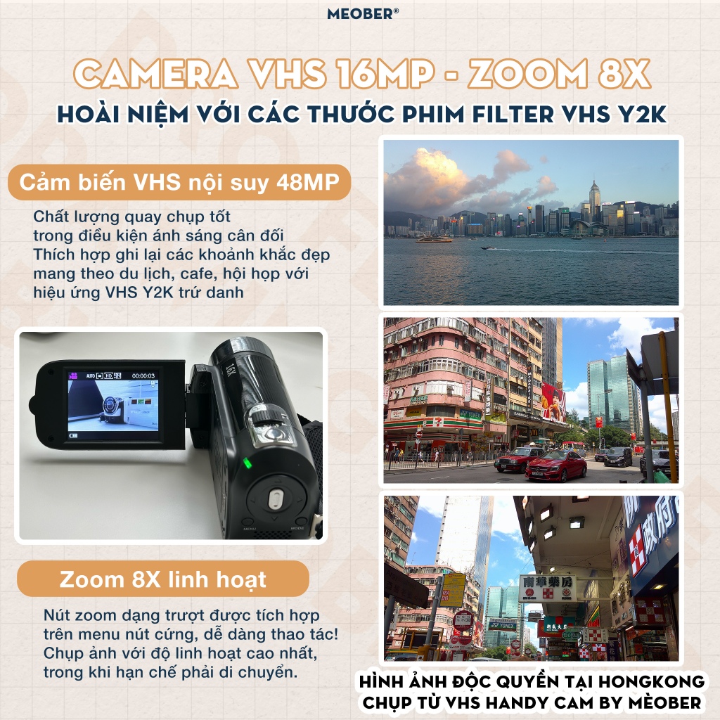 [Tặng thẻ nhớ] Máy quay số cầm tay digital handy camera - quay chụp kĩ thuật số VHS 48MP, màn hình lật, Y2K by meober | BigBuy360 - bigbuy360.vn