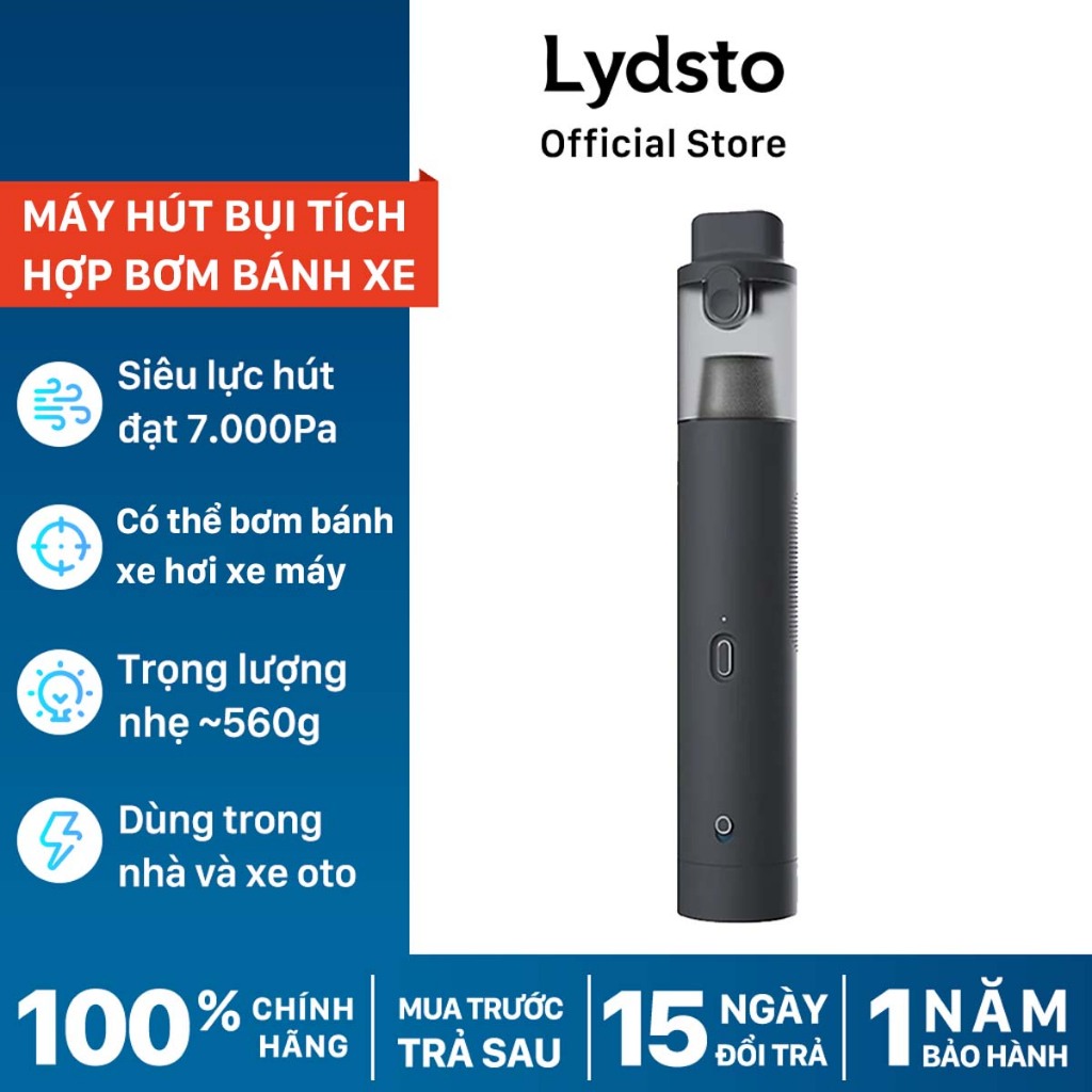 Máy hút bụi không dây cầm tay Lydsto HD-SCXCCQ02 vệ sinh trong nhà và ô tô kết hợp bơm bánh xe - Bảo hành 12 tháng