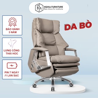 Ghế giám đốc Nghia furniture Master pro 3, Da bò, massagen 2 chế độ, lưng công thái học, BH 3 năm