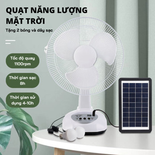  Quạt Tích Điện Năng Lượng Mặt Trời X514 2 Chế Độ Gió Siêu Bền - Tặng Kèm 2 Bóng Và Dây Sạc 