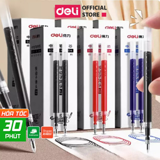 Ruột Bút Gel Deli 0.5mm Dùng Cho Bút Bi Bấm A057B A575 A623 S101 - Viết Êm Trơn Tru Không Gai Mực Lâu Hết Mực Ngòi S206
