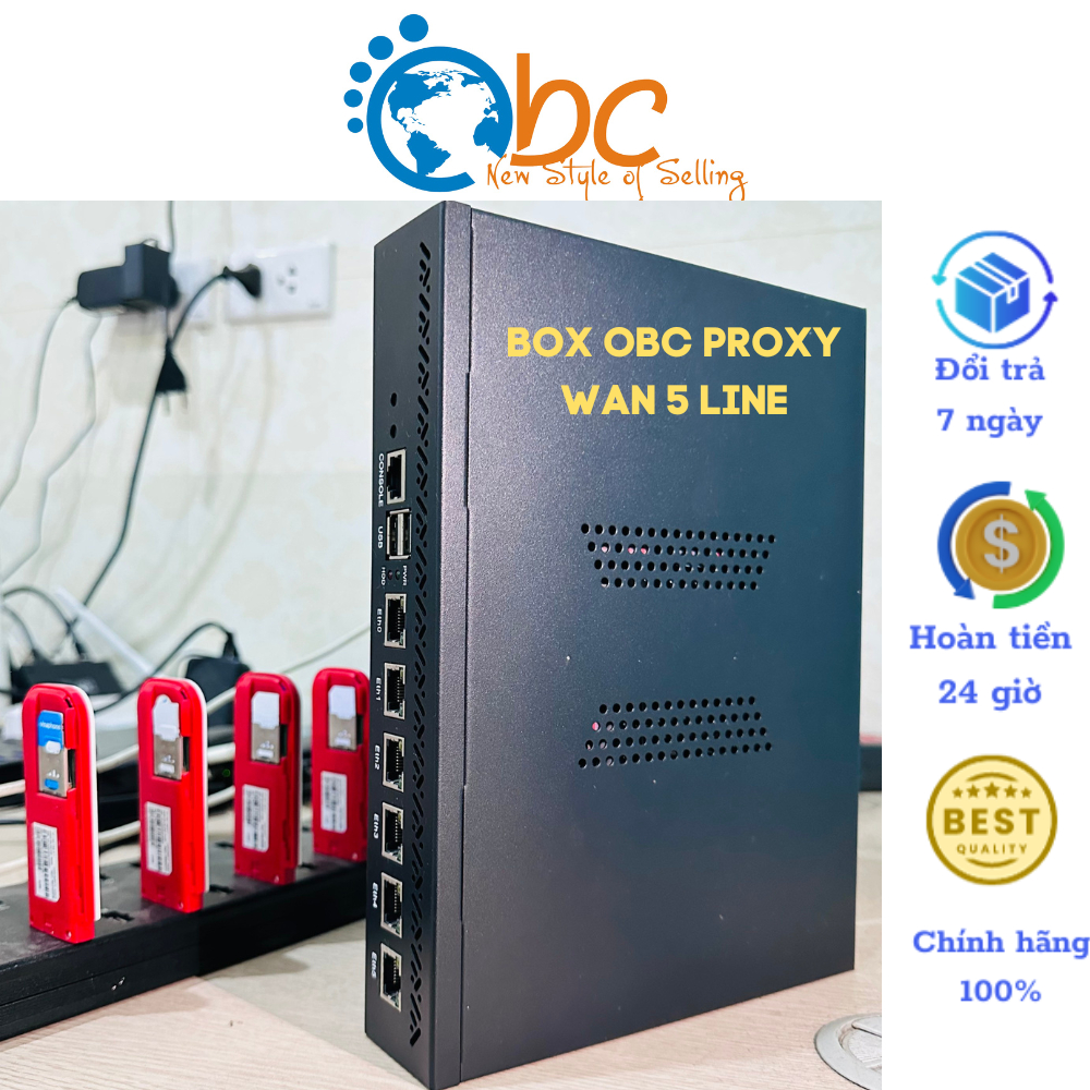 Box OBC Proxy Wan 5 Line - Tạo Proxy từ mạng cáp quang 1 đường mạng tạo dc từ 14-32 port proxy ipv4, ipv6