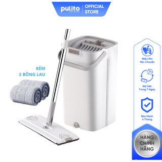 Bộ cây lau nhà 2 ngăn tự vắt Pulito đầu xoay 360 độ, đa năng, kèm 2 bông lau BLN-R4