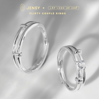 Nhẫn đôi bạc s925 cao cấp jensy đính đá "flirty" ndarj3516. nhẫn cặp đôi bạc ý nghĩa