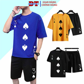 Đồ bộ In Lá Bài Ba Bích mặc nhà áo thun nam nữ chất thun mè co giãn mặc thoải mái phong cách thể thao Hàn Quốc - DTB
