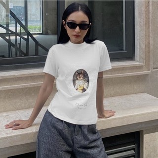 Áo thun baby tee daalaa store tay ngắn in hình mèo quý tộc a5865
