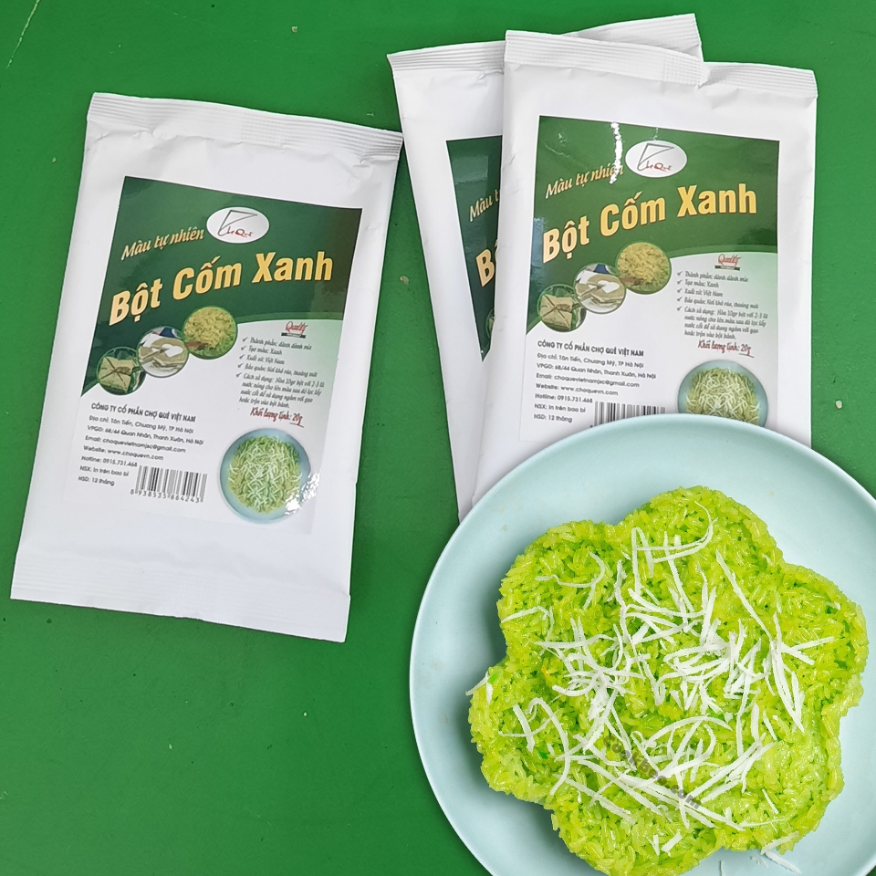 Set 3 gói bột cốm xanh 20gr nấu xôi màu xanh, làm bánh siêu đẹp