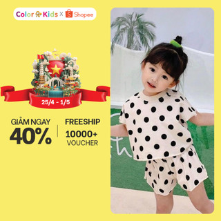Set Bộ Thun Croptop Cho Bé, Họa Tiết Chấm Bi Xinh Xắn, Cotton Co Giãn 4 Chiều Phù Hợp Mặc Đi Học, Đi Chơi Size 10-25kg
