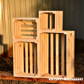 Thùng gỗ pallet đựng đồ- khay gỗ decor
