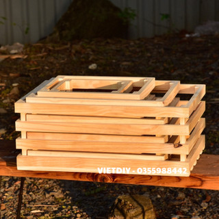 Thùng gỗ pallet đựng đồ- khay gỗ decor