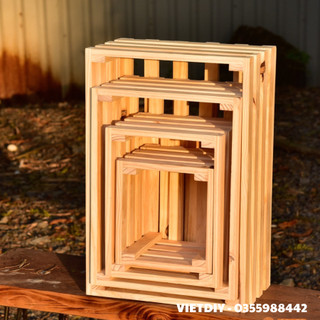 Thùng gỗ pallet đựng đồ- khay gỗ decor
