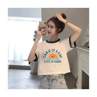 Áo Thun Nữ CROPTOP TRẮNG VIỀN ĐEN Thời Trang, Áo Croptop Nữ Chất Cotton Hàn Quốc