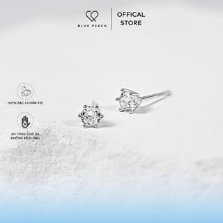 Khuyên tai bạc 925 blue peach kt 6 chấu đá kt707