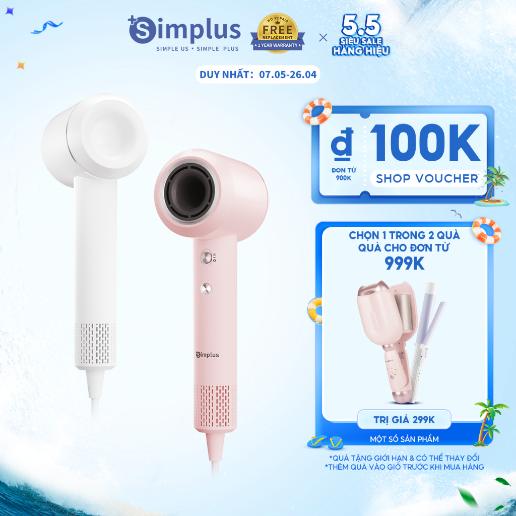 Máy Sấy Tóc Simplus 400 triệu ion âm Hair Dryers CFJH006 -Bảo Hành 1 Năm 1 Đổi 1