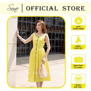 SONO - Đầm thiết kế chất liệu linen thêu tay đột chỉ xương cá