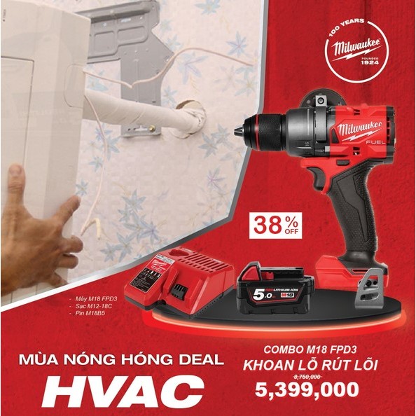 Máy khoan động lực Milwaukee Gen 4 M18 FPD3 ( Hàng chính hãng )