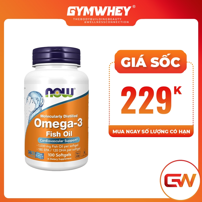 Omega 3 Bổ Sung Giúp Đep Da Chống Lão Hóa Sáng Mắt Dầu Cá Omega3 Fish Oil NOW Omega 3