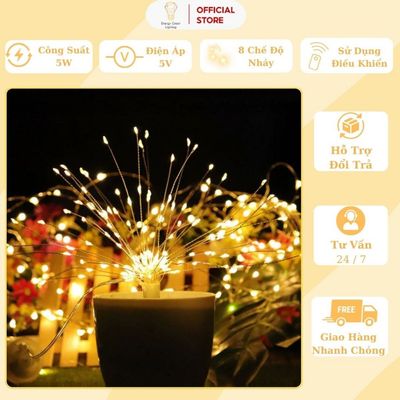 Bộ 5 Dây Đèn LED Pháo Hoa Energy Green Lighting 8 Chế Độ Nháy 50 Sợi - Dài 5m - Trang Trí Sân Vườn, Ngày Tết - 600 Bóng