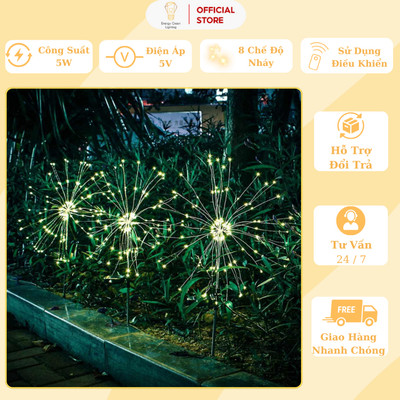 Bộ 10 Dây Đèn LED Pháo Hoa Energy Green Lighting 8 Chế Độ Nháy - Dài 10m - Trang Trí Sân Vườn, Ngày Tết - 1200 Bóng LED