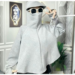 Áo chống nắng nữ cánh dơi nữ croptop mũ vành rộng khóa kéo chùm kín mặt chất umi cotton cao cấp chống tia UV mẫu mới