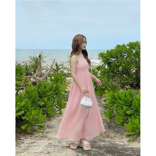 ĐẦM MAXI HỒNG 2 DÂY