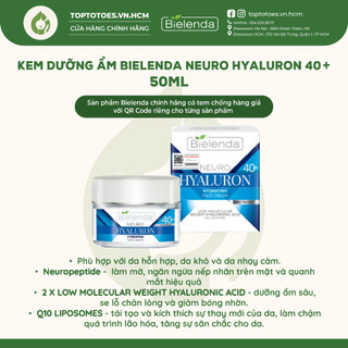 Kem dưỡng ẩm Bielenda Neuro Hyaluron Moisturizing Anti Wrinkle Cream Concentrate 40+ Day Night dưỡng ẩm và trẻ hóa da