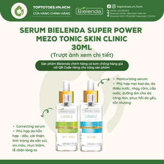 Serum Bielenda Super Power Mezo Skin Clinic Moisturizing cấp nước, dưỡng ẩm/ Correcting căng bóng, mờ thâm