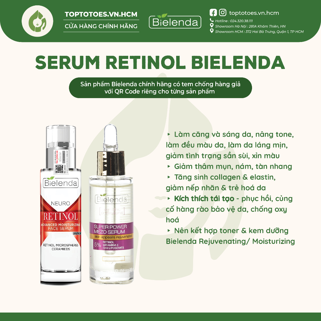 Serum Retinol Bielenda Neuro/ Mezo Skin Clinic trẻ hoá, làm da căng bóng, mờ thâm sẹo