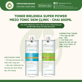 Toner Bielenda Super Power Mezo Tonic Skin Clinic Correcting làm căng bóng, mờ thâm/ Moisturizing cấp nước, dưỡng ẩm