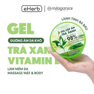 Gel dưỡng ẩm trà xanh giảm mụn, mềm da, an toàn, lành tính MILAGANICS 300ml (hũ)