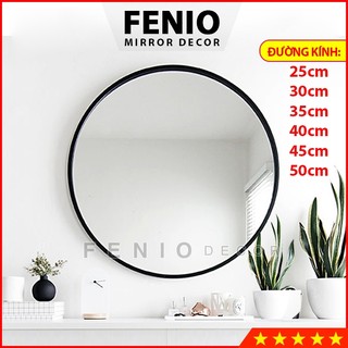  Gương treo tường nhà tắm Gương soi trang trí decor phòng ngủ FENIO có hình dáng tròn viền khung chống rỉ cao cấp  gvn  