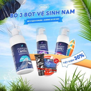 Bộ 3 bọt vệ sinh nam giới Oniiz, dung dịch vệ sinh nam tạo bọt 100ml quà tặng nước hoa 4ml và sữa rửa mặt full size