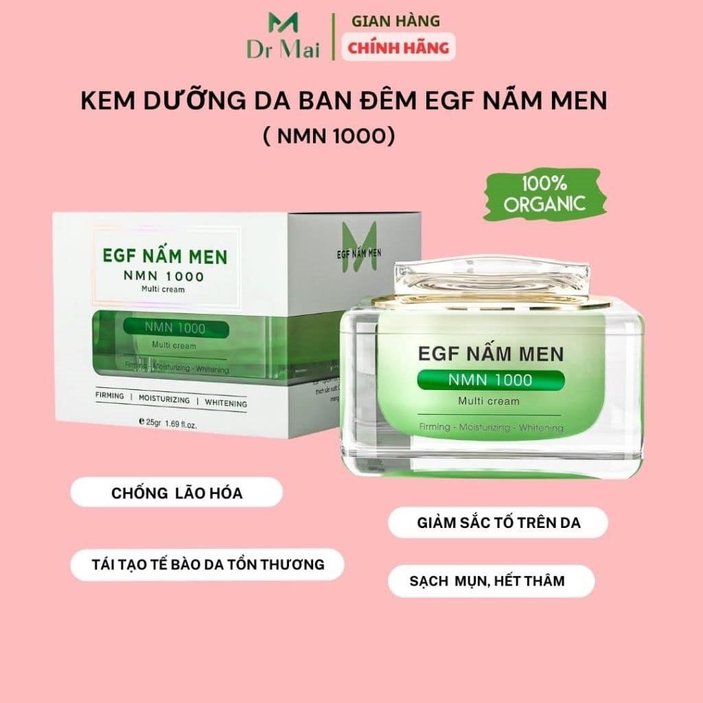 Kem Face Nấm Men ban đêm EGF NMN 1000 Multi Cream Dr Mai chính hãng 25g