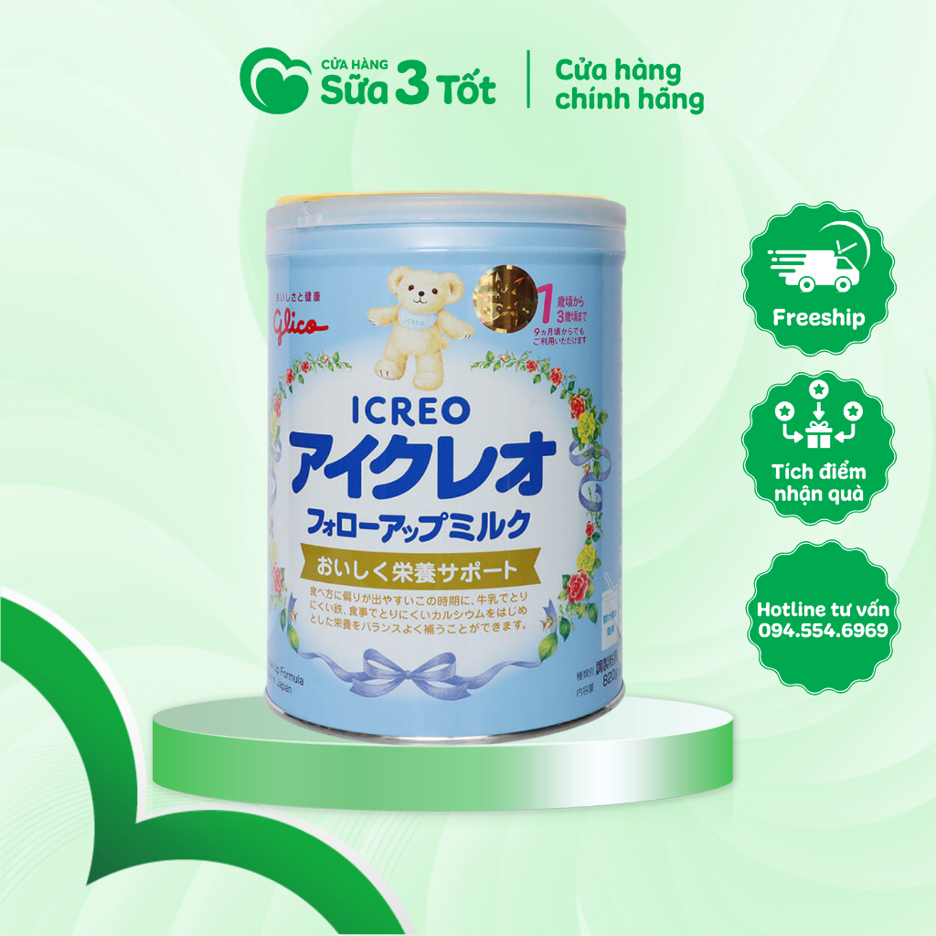 Sữa Glico ICREO số 1 và số 9 Nội Địa Nhật Cho Bé Từ 9-36 tháng hộp 820g