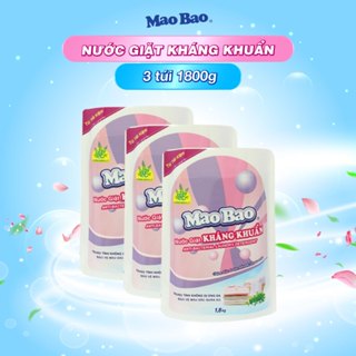 [Tổng 5.4kg] Combo 3 túi Nước giặt kháng khuẩn Mao Bao 1.8Kg Hương hoa bách lý khử mùi, dễ giặt xả, dành cho da nhạy cảm