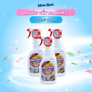 Combo 3 chai Nước tẩy đa năng Mao Bao 600ml tẩy nhà bếp, tẩy vết ố, tẩy dầu mỡ, gỉ sét trên mặt kính, gạch men, thơm mát