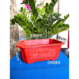   5 Cái  Chậu Nhựa Chữ Nhật Bonsai 380 Trồng Cây Màu Đỏ 38x28cm 