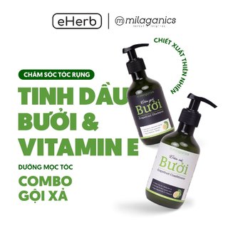 Combo dưỡng tóc tinh dầu bưởi dầu gội, dầu xả mọc tóc, ngừa rụng sau 3 tuần MILAGANICS 540ml (bộ)