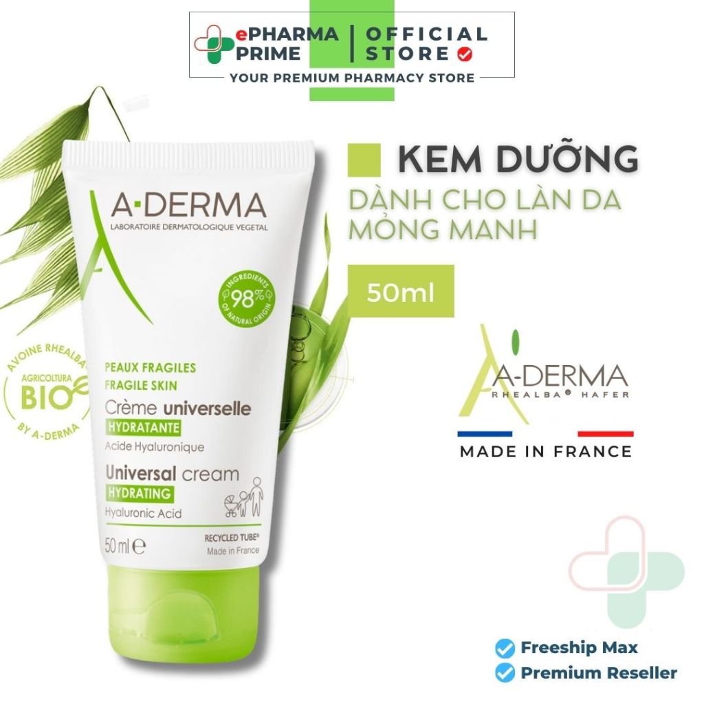 Kem dưỡng ADERMA Universal Cream Hydrating Làm Ẩm Và Mềm Mượt Da 50ml