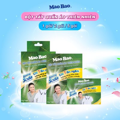 Bột Tẩy Quần Áo Thiên Nhiên Mao Bao Baking Soda, Tẩy Sạch Chăn Ga 12g/1gói