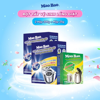 Combo 2 Hộp Chất Vệ Sinh Lồng Máy Giặt Mao Bao 306g + Tặng 01 Hộp Chất Làm Sạch Bình Đun Nước 25g x1 gói