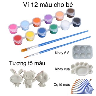 Giá rẻ nhất sàn. Vỉ màu nước 6 màu 3ml kèm cọ màu arylic, 12 màu 3ml kèm 2 cọ màu arylic, màu vẽ.