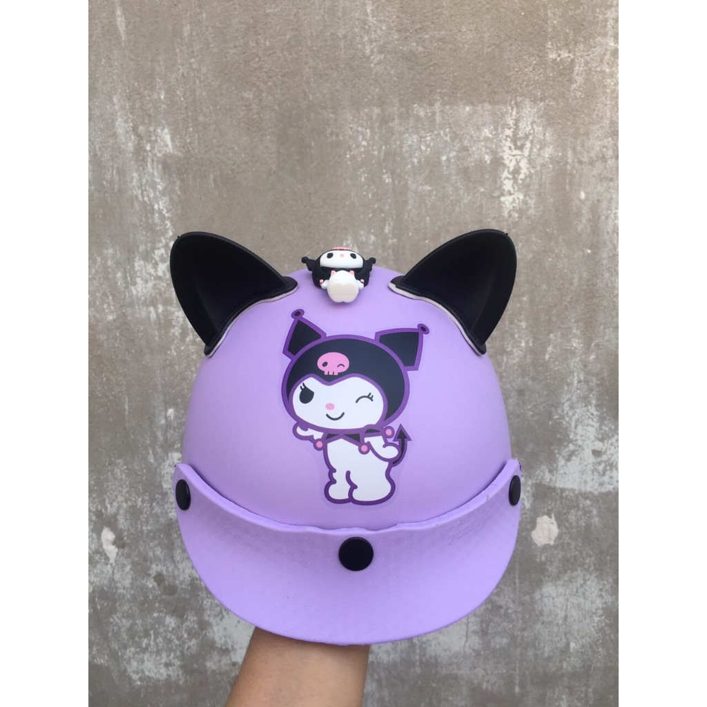 Mũ bảo hiểm KUROMI trẻ em dễ thương ( Tặng kèm tai ) Kuromi Tím